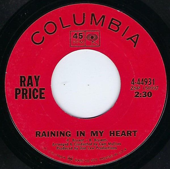 Ray Price : Raining In My Heart (7")