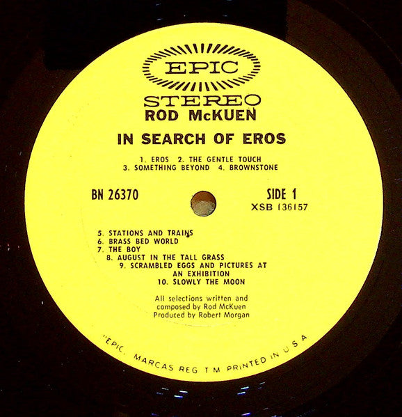 Rod McKuen : In Search Of Eros (LP, Album, Pit)