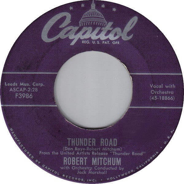 Robert Mitchum : Thunder Road / My Honey's Lovin' Arms (7", Single, Los)