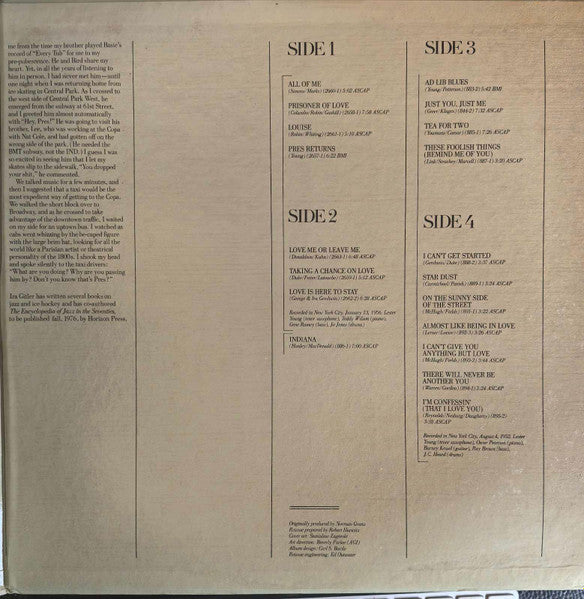 Lester Young : Pres And Teddy And Oscar (2xLP, Comp)