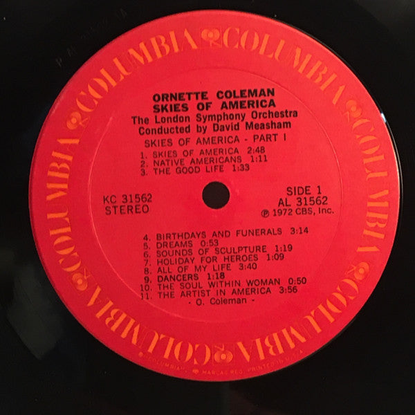 Ornette Coleman, London Symphony Orchestra  Conducted By  David Measham : Skies Of America (LP, Album, Ter)
