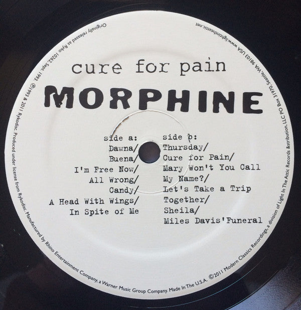 Morphine (2) : Cure For Pain (LP, Album, RE, RM, Del)