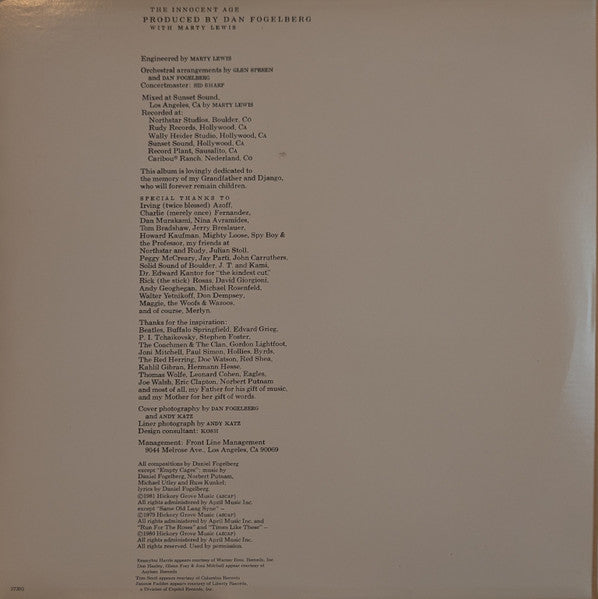 Dan Fogelberg : The Innocent Age (2xLP, Album, Ter)