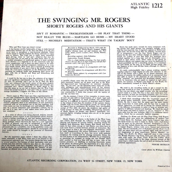 Shorty Rogers And His Giants : The Swinging Mr. Rogers (LP, Album, Mono)