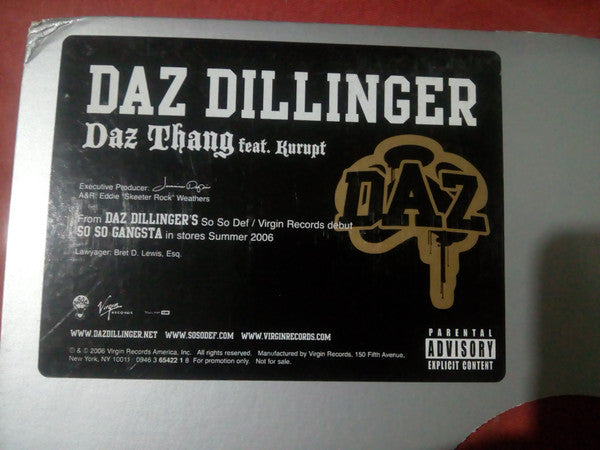 Daz Dillinger Featuring Kurupt : Daz Thang (12", Single, Promo)