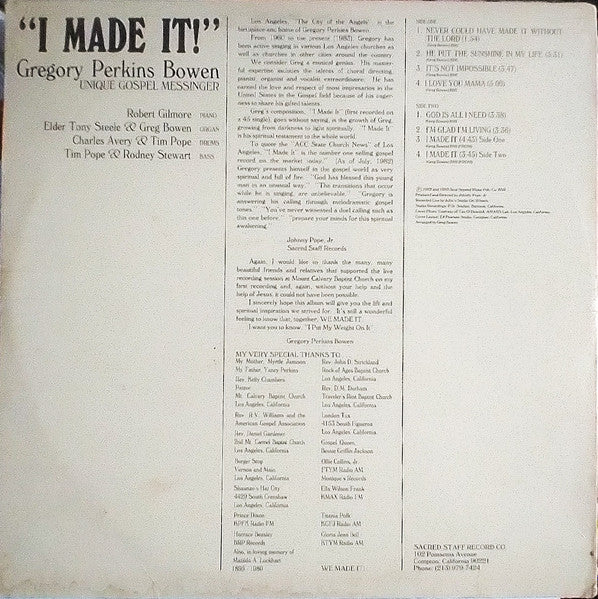 Gregory Perkins Bowen : I Made It (LP)