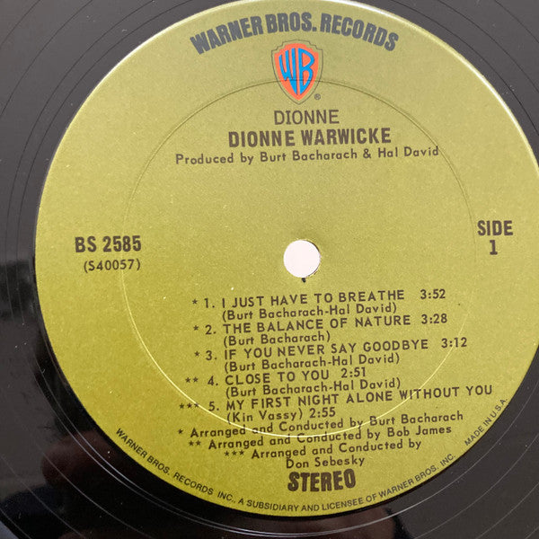 Dionne Warwicke* : Dionne (LP, Album, Pit)