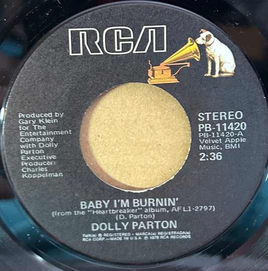 Dolly Parton : Baby I'm Burnin' (7", Single, Ind)