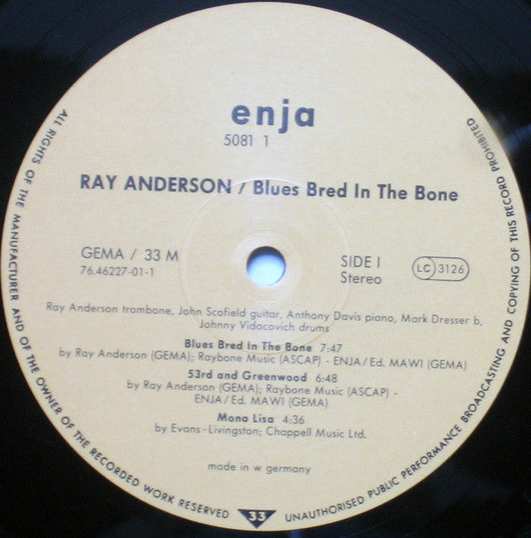 Ray Anderson : Blues Bred In The Bone (LP, Album)