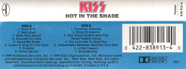 Kiss : Hot In The Shade (Cass, Album, 72 )