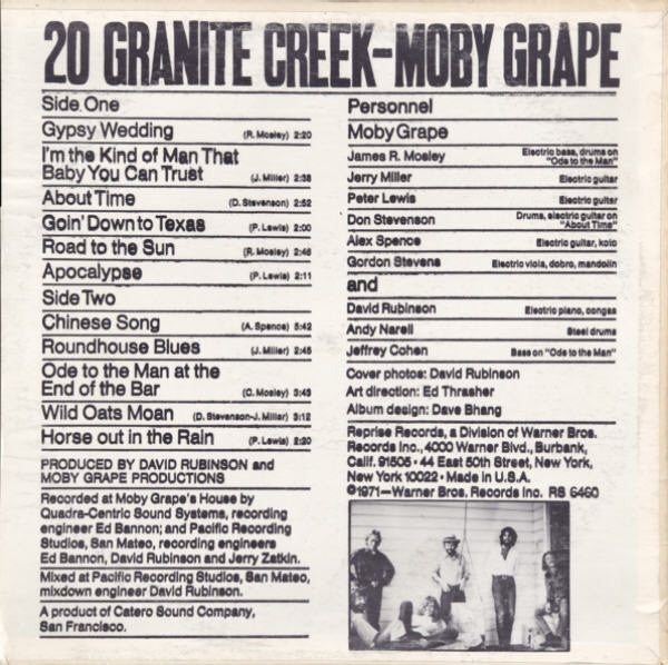 Moby Grape : 20 Granite Creek (LP, Album, Promo)