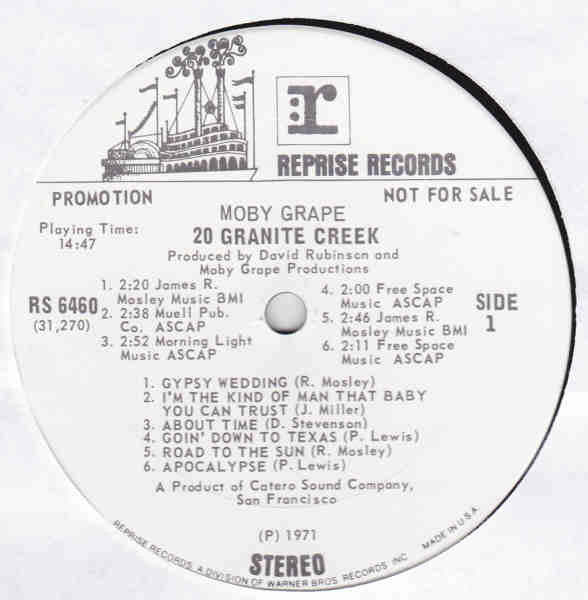 Moby Grape : 20 Granite Creek (LP, Album, Promo)