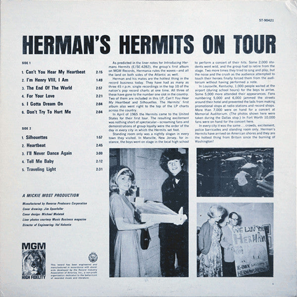 Herman's Hermits : Their Second Album! Herman's Hermits On Tour (LP, Album, Club)
