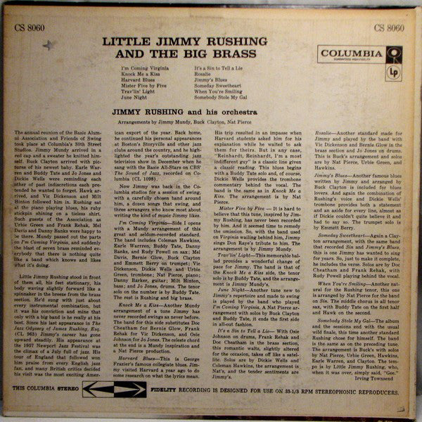 Jimmy Rushing And His Orchestra : Little Jimmy Rushing And The Big Brass (LP, Album)