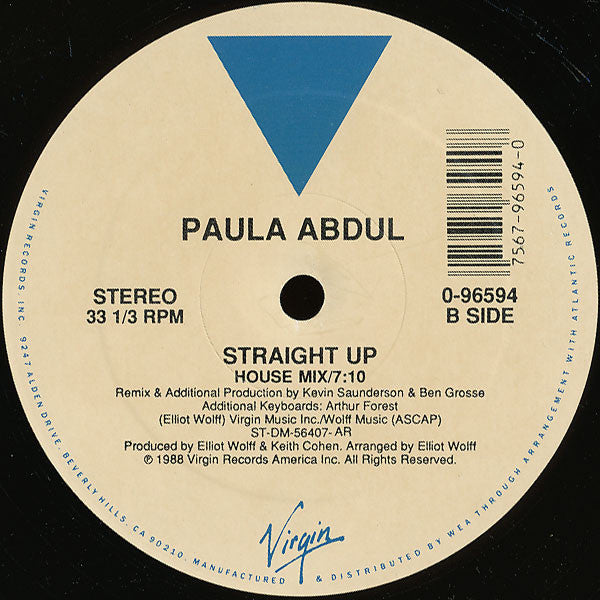 Paula Abdul : Straight Up (12", AR)