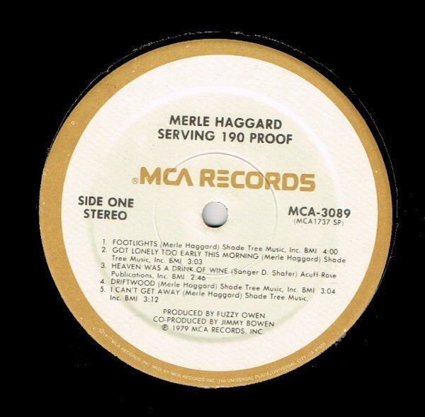Merle Haggard : Serving 190 Proof (LP, Album, Spe)