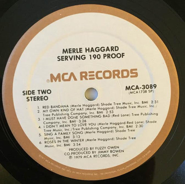 Merle Haggard : Serving 190 Proof (LP, Album, Spe)