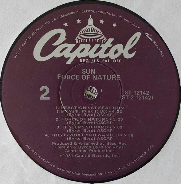 Sun (7) : Force Of Nature (LP, Album, Win)