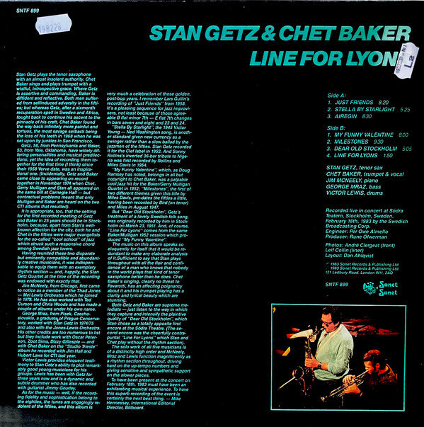Stan Getz & Chet Baker : Line For Lyons (LP, Album)