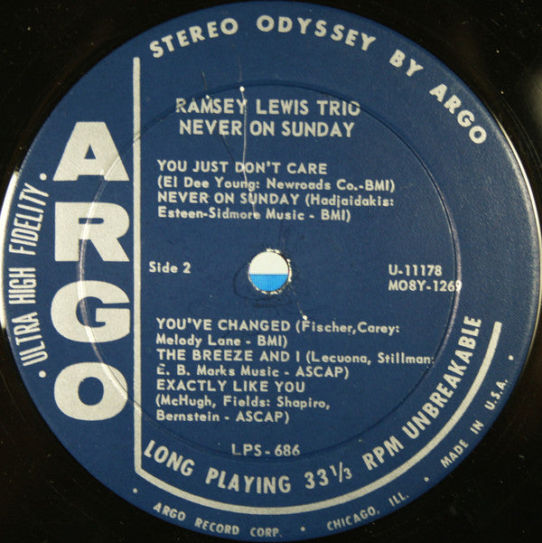 The Ramsey Lewis Trio : Never On Sunday (LP, Album)