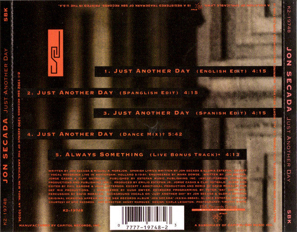 Jon Secada : Just Another Day (CD, Single)