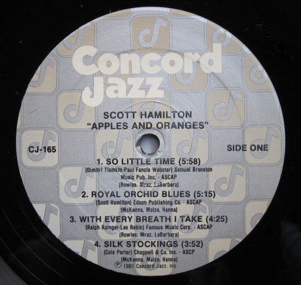 Scott Hamilton : Apples And Oranges (LP, Album)
