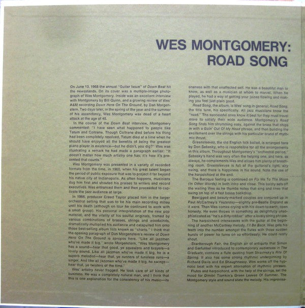 Wes Montgomery : Road Song (LP, Album)