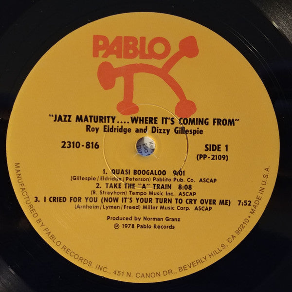 Dizzy Gillespie & Roy Eldridge : Jazz Maturity... Where It's Coming From (LP, Album)