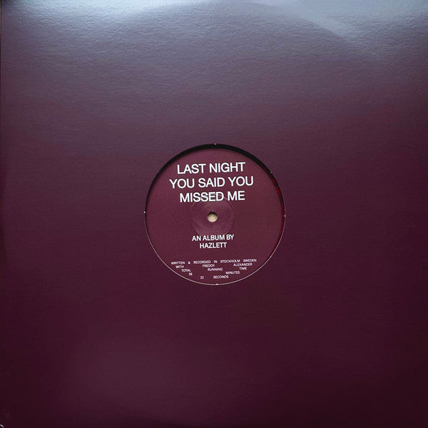 Hazlett (3) : Last Night You Said You Missed Me (LP, Album, Red)