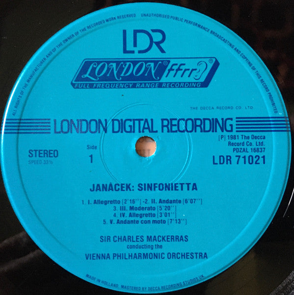 Leoš Janáček - Vienna Philharmonic*, Sir Charles Mackerras : Sinfonietta / Taras Bulba (LP, Album, Dig)
