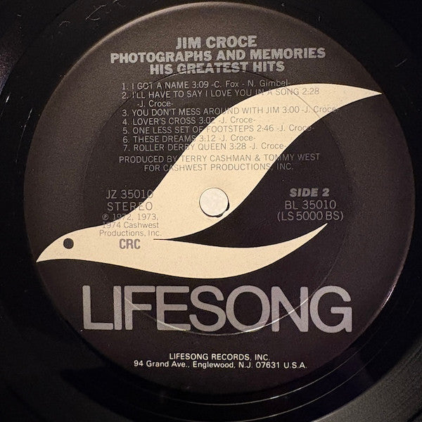 Jim Croce : Photographs & Memories (His Greatest Hits) (LP, Comp, Club, RE, Car)