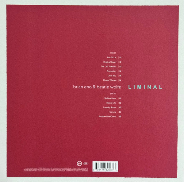 Beatie Wolfe & Brian Eno : Liminal (LP, Album, Bioplastic)
