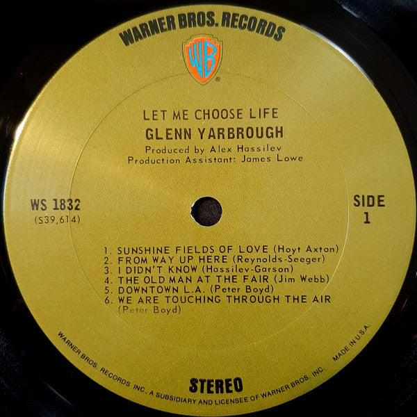 Glenn Yarbrough : Let Me Choose Life (LP, Album, San)