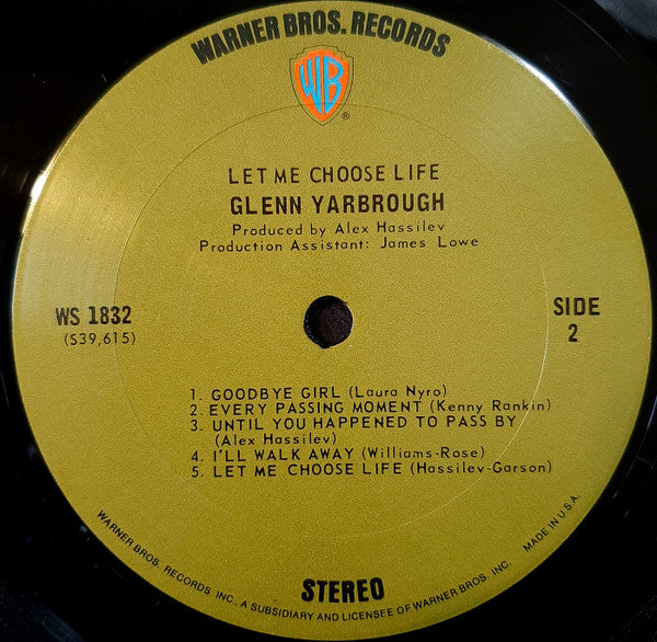 Glenn Yarbrough : Let Me Choose Life (LP, Album, San)