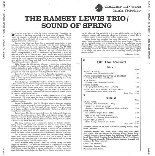 The Ramsey Lewis Trio : Sound Of Spring (LP, Album, RE)