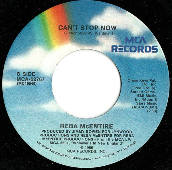 Reba McEntire : Whoever's In New England (7", Single, Pin)