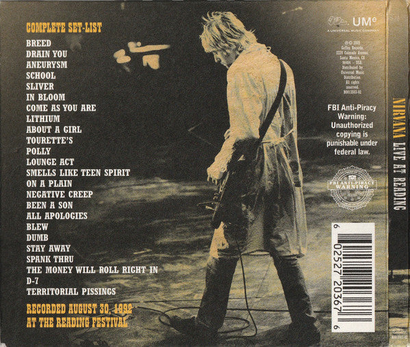 Nirvana : Live At Reading (CD, Album, Dig)