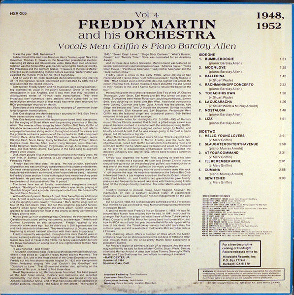 Freddy Martin And His Orchestra : The Uncollected Freddy Martin, Vol. 4, 1948 (LP, Mono)