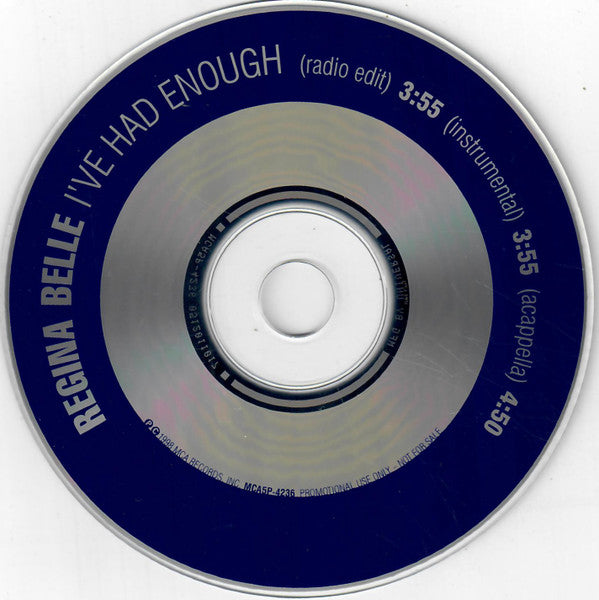 Regina Belle : I've Had Enough (CD, Single, Promo)