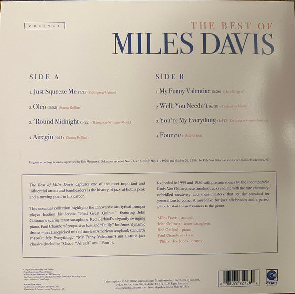 Miles Davis : The Best Of Miles Davis (LP, Comp, Aqu)