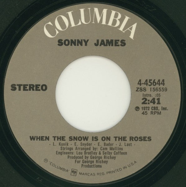 Sonny James : When The Snow Is On The Roses (7", Single, Styrene, Ter)