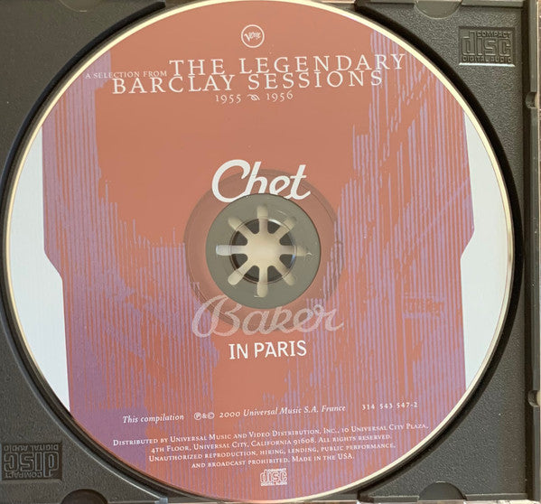 Chet Baker : In Paris - A Selection Of The Legendary Barclay Sessions 1955-1956 (CD, Comp, Club, RM)