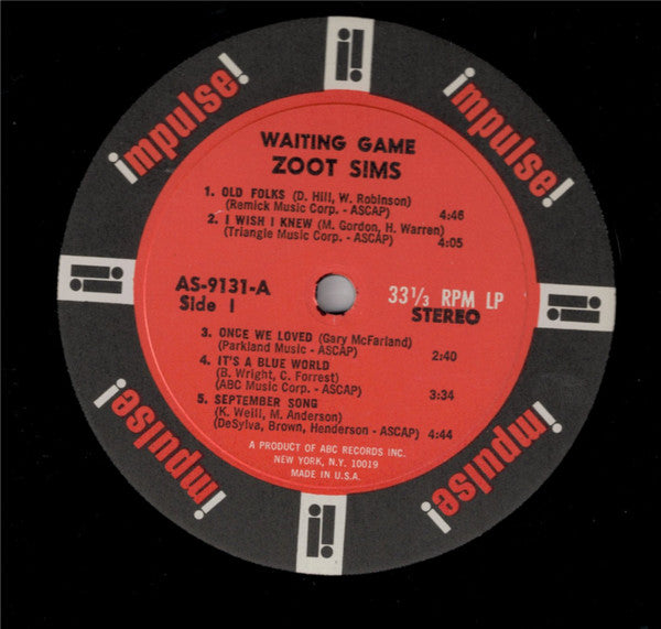 Zoot Sims : Waiting Game (LP, Album, Gat)