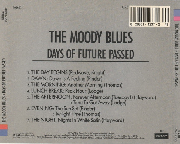 The Moody Blues : Days Of Future Passed (CD, Album, Club, RE)