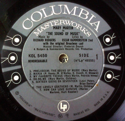 Leland Hayward, Richard Halliday, Richard Rodgers, Oscar Hammerstein II, Mary Martin : The Sound Of Music (Original Broadway Cast) (LP, Album, Mono, Gat)