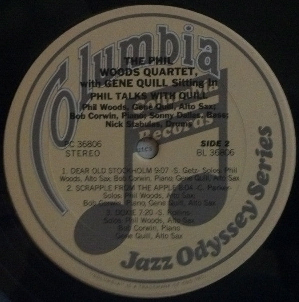 The Phil Woods Quartet : Phil Talks With Quill - The Phil Woods Quartet With Gene Quill Sitting In (LP, Album, RE, RM)