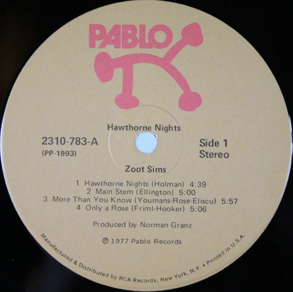 Zoot Sims : Hawthorne Nights (LP, Album, Ind)