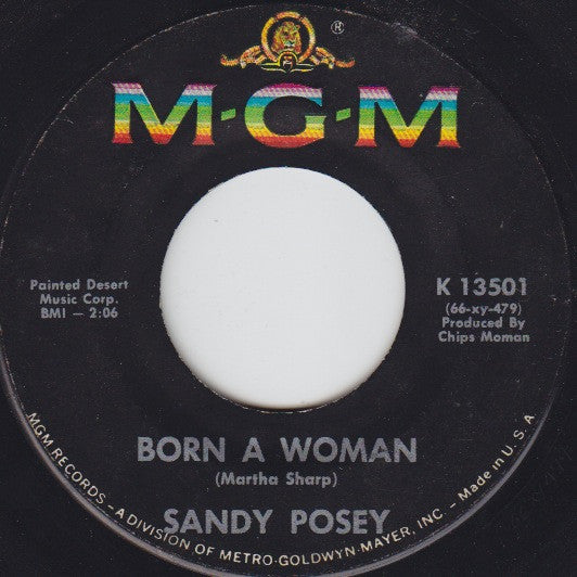 Sandy Posey : Born A Woman / Caution To The Wind (7", Mono)