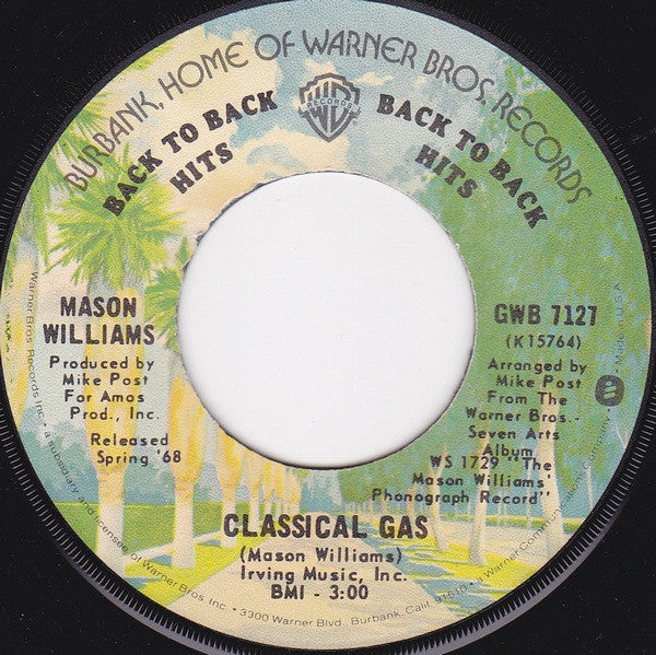 Mason Williams : Classical Gas / Baroque-A-Nova (7", Single, RE)
