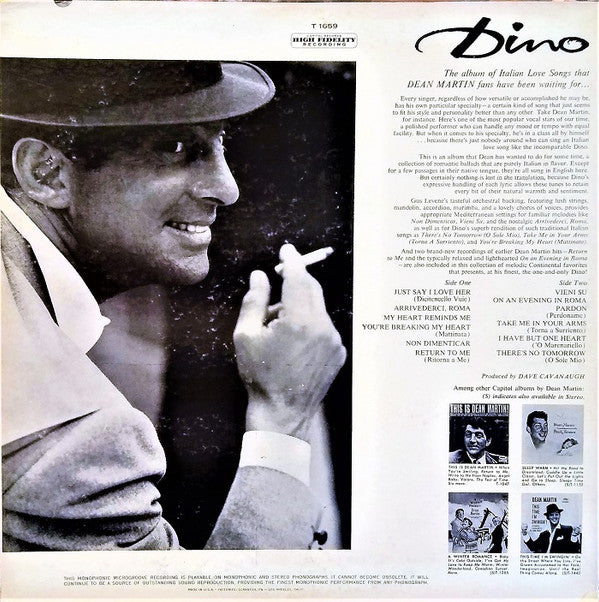 Dean Martin : Dino: Italian Love Songs (LP, Album, Mono)